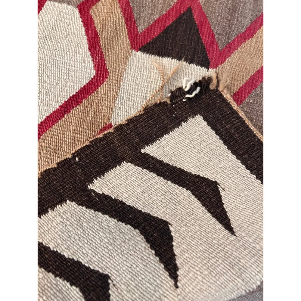 Vintage Southwest Handwoven Wool Rug Navajo Style Tribal Earth Tones 51x28.5